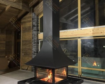 Брутальный, центральностоящий камин АРТ П4С 800 в коттедже: монтаж под ключ мастерами Строй-Камин Брутальный, центральностоящий камин АРТ П4С 800 в коттедже: монтаж под ключ мастерами Строй-Камин