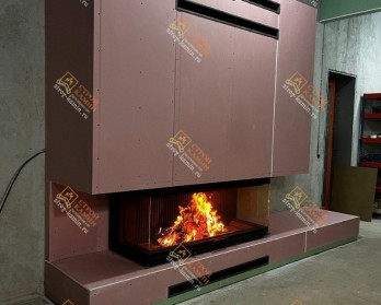 Дровяная трехсторонняя топка АСТОВ П3С 15057 для строительства современного камина