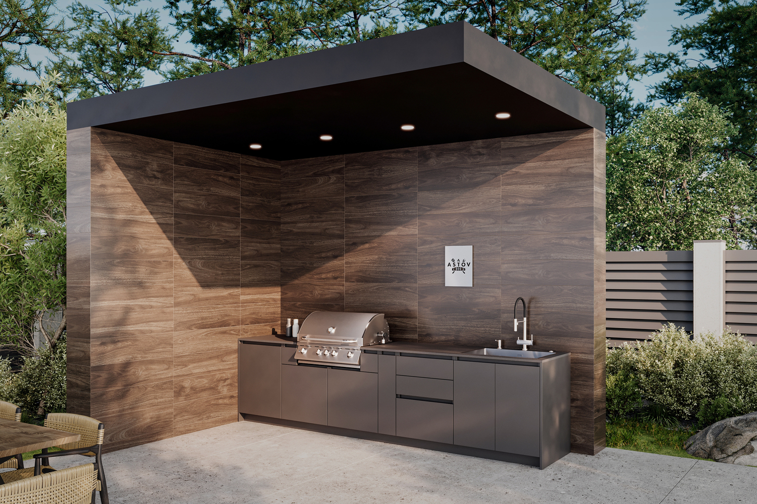 Кухня Astov BBQ № 2 (ширина 3440 мм)