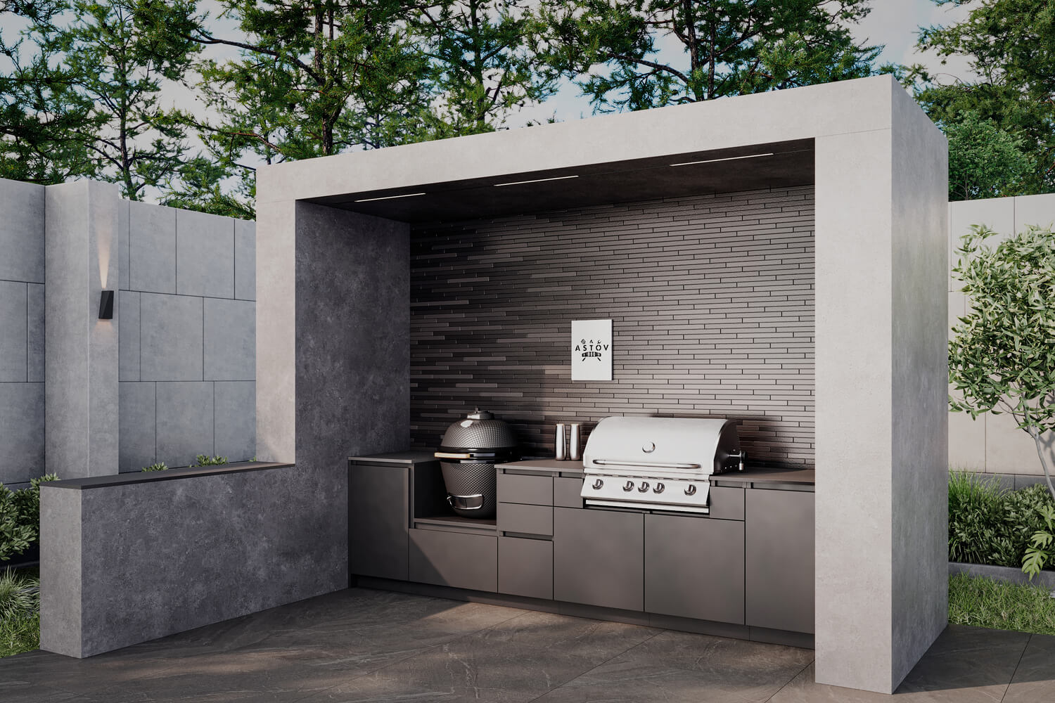 Кухня Astov BBQ № 3 (ширина 3340 мм)