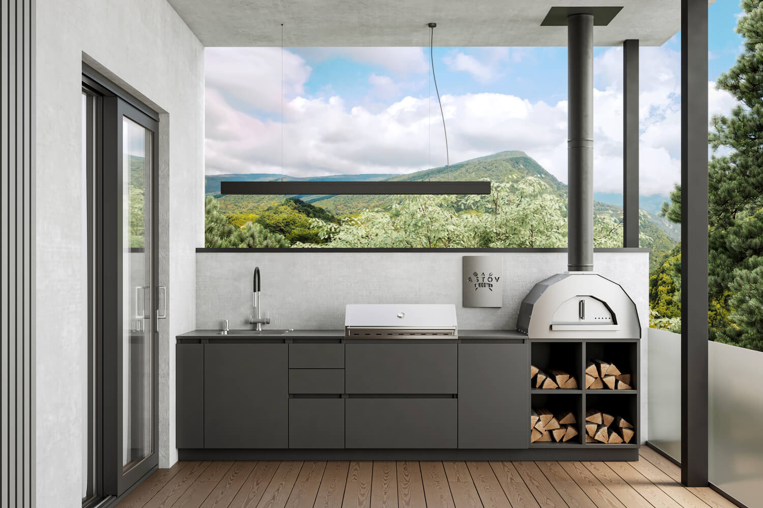 Кухня Astov BBQ № 4 (ширина 3300 мм)