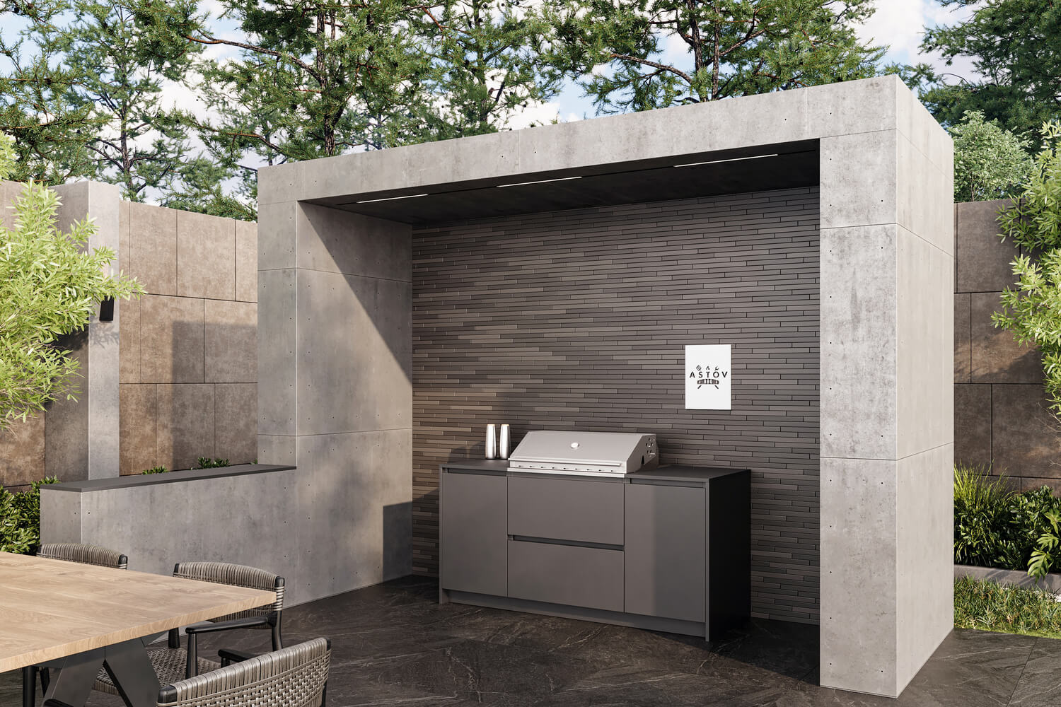 Кухня Astov BBQ № 8 (ширина 2040 мм)