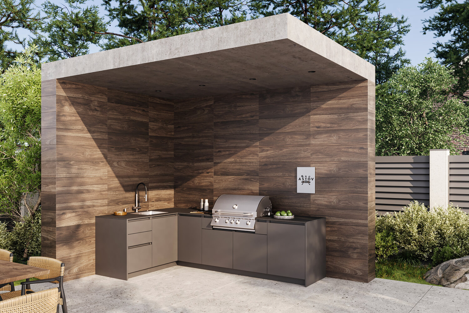 Кухня Astov BBQ № 9 (ширина 1820х2920 мм)