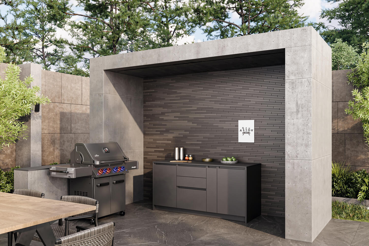 Кухня Astov BBQ № 10 (ширина 1840 мм)
