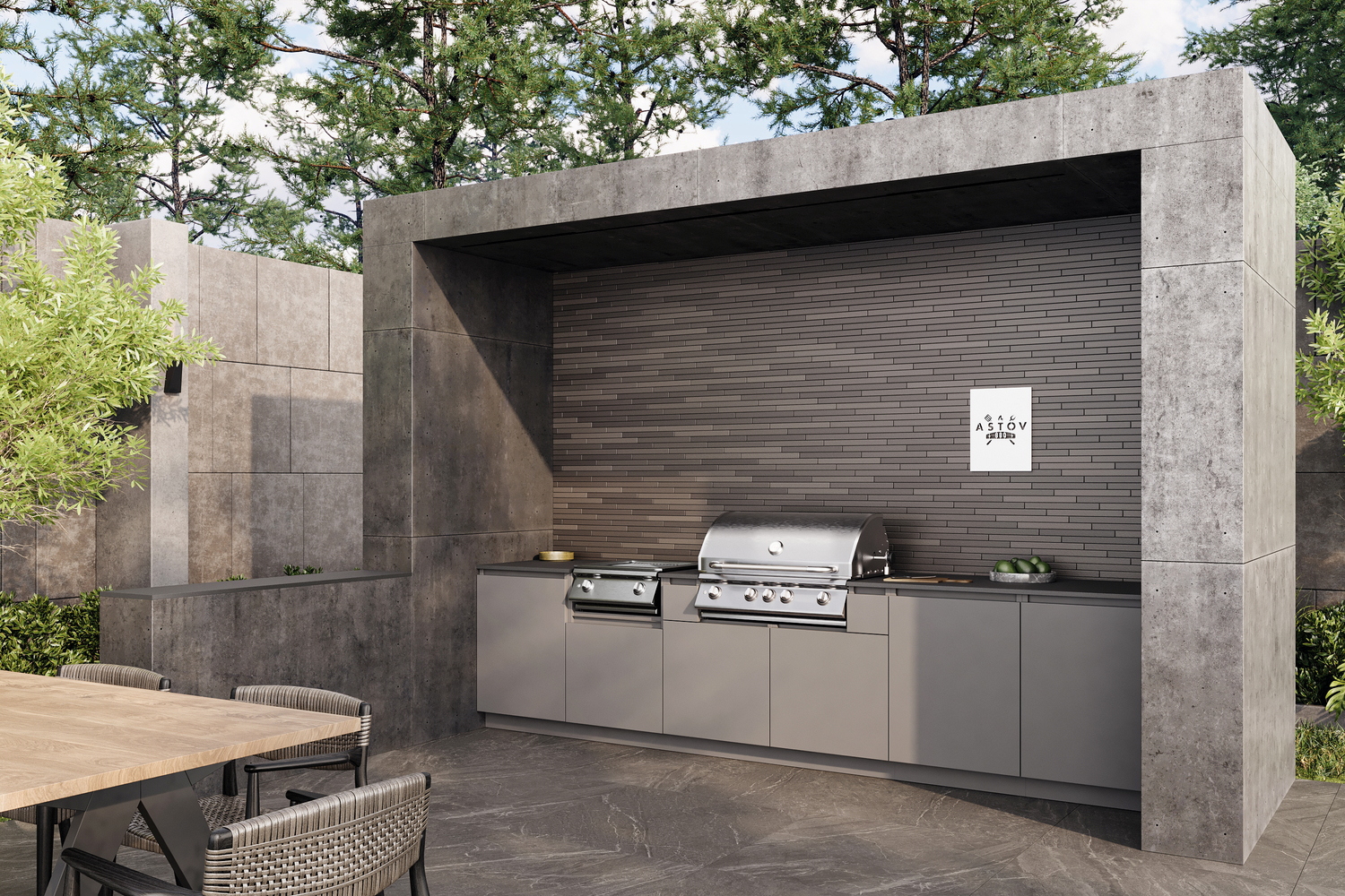 Кухня Astov BBQ № 13 (ширина 3600 мм)