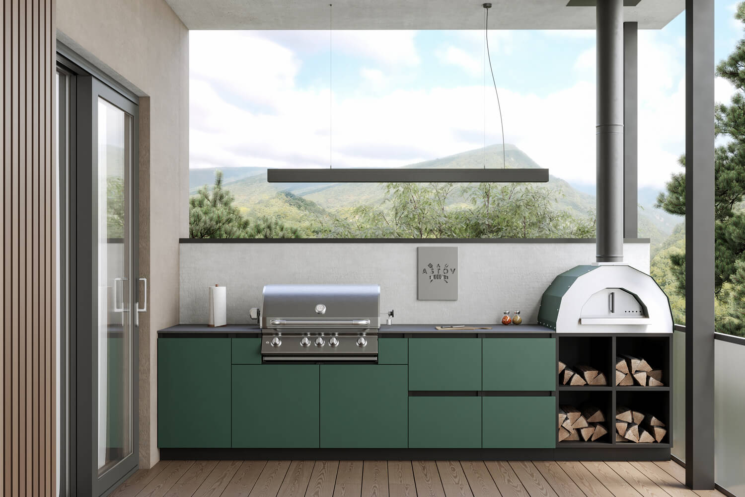Кухня Astov BBQ № 19 (ширина 3500 мм)